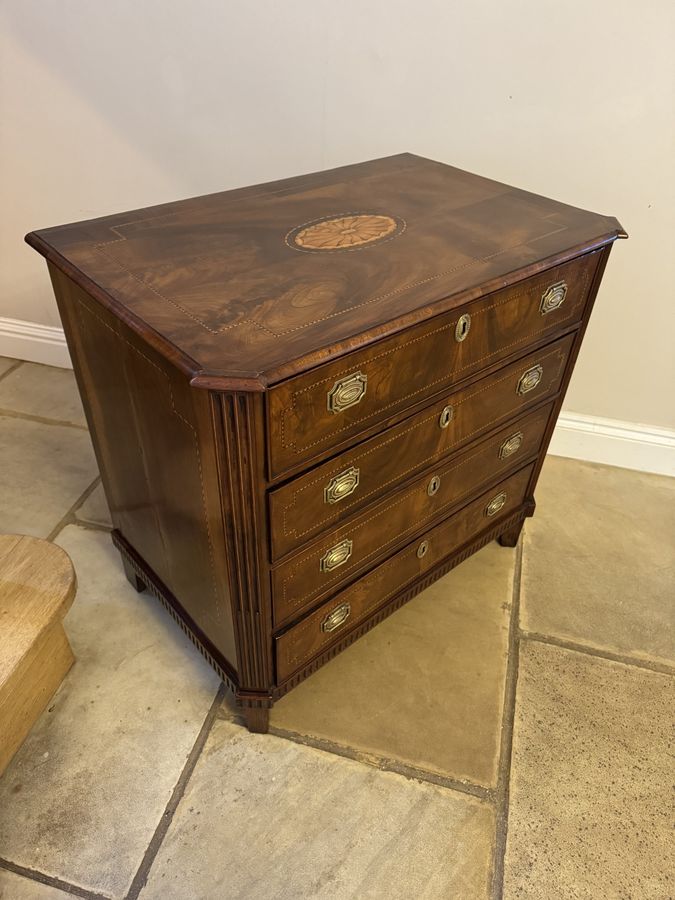 Antique Antique George III quality mahogany inlaid chest of four drawers 