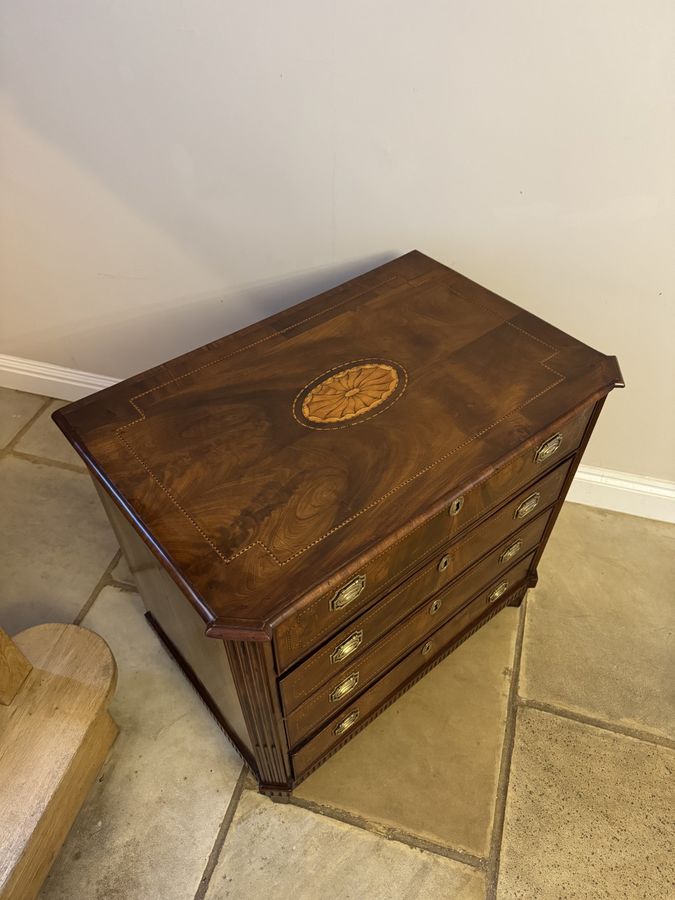 Antique Antique George III quality mahogany inlaid chest of four drawers 