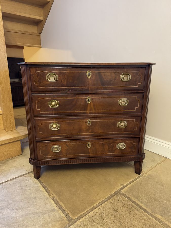 Antique Antique George III quality mahogany inlaid chest of four drawers 