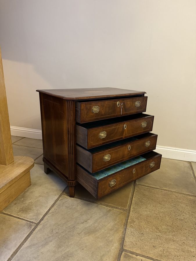 Antique Antique George III quality mahogany inlaid chest of four drawers 