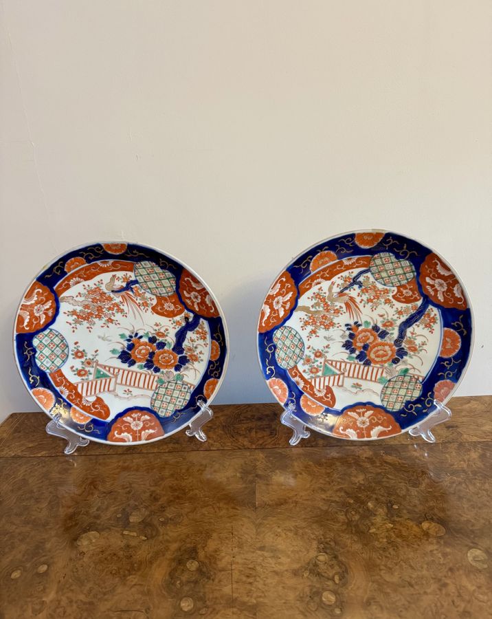 Antique Lovely pair of antique Japanese imari plates 