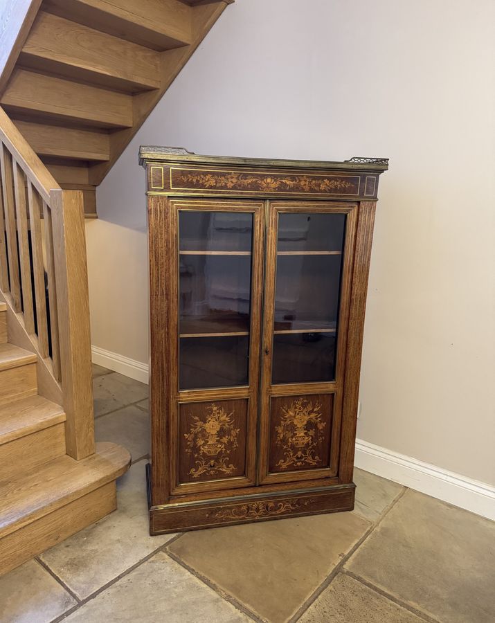 Superb quality antique Victorian marquetry inlaid display cabinet