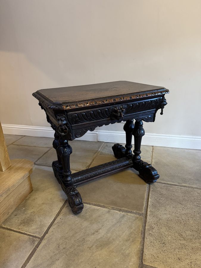 Wonderful antique Victorian quality carved oak freestanding centre table