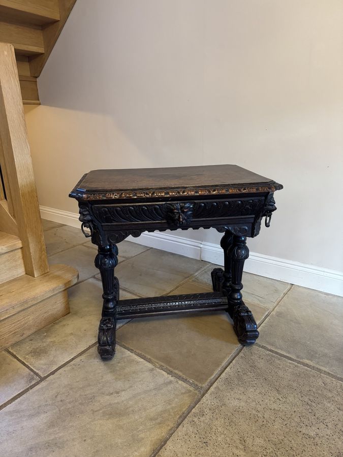 Antique Wonderful antique Victorian quality carved oak freestanding centre table 