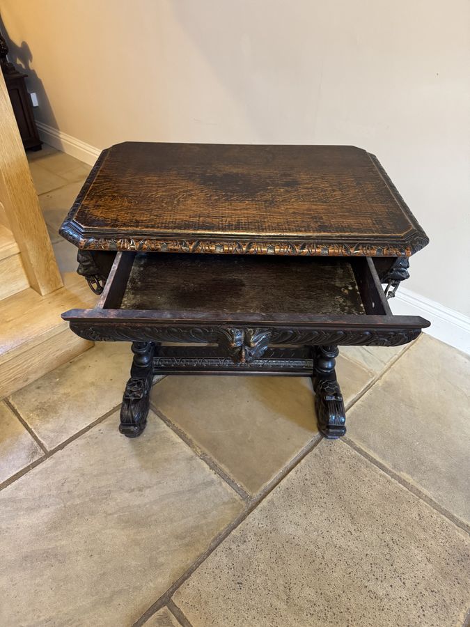 Antique Wonderful antique Victorian quality carved oak freestanding centre table 