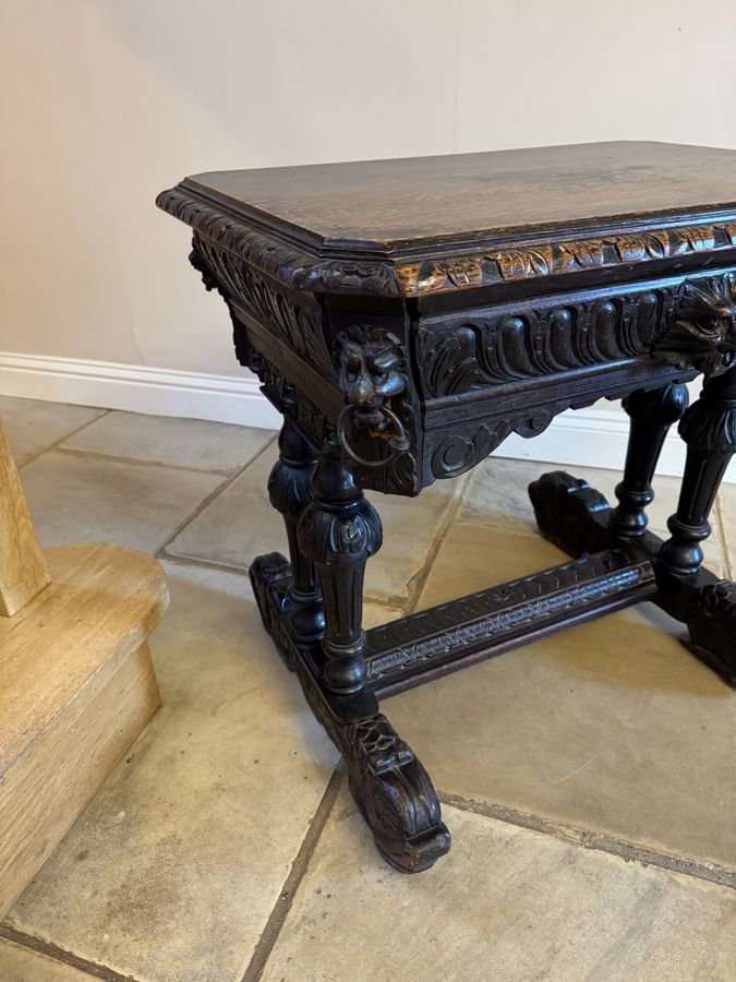 Antique Wonderful antique Victorian quality carved oak freestanding centre table 