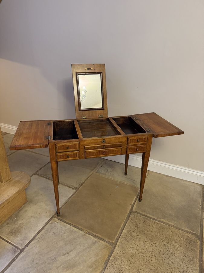 Antique Attractive antique Victorian French ladies quality marquetry inlaid kingwood dressing table 