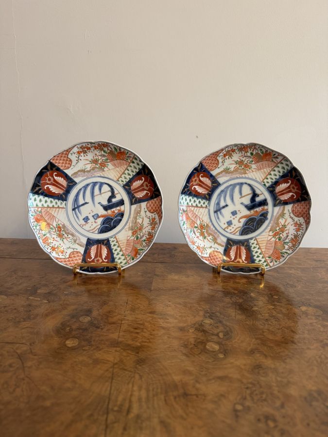 Antique Lovely pair of antique Japanese imari plates