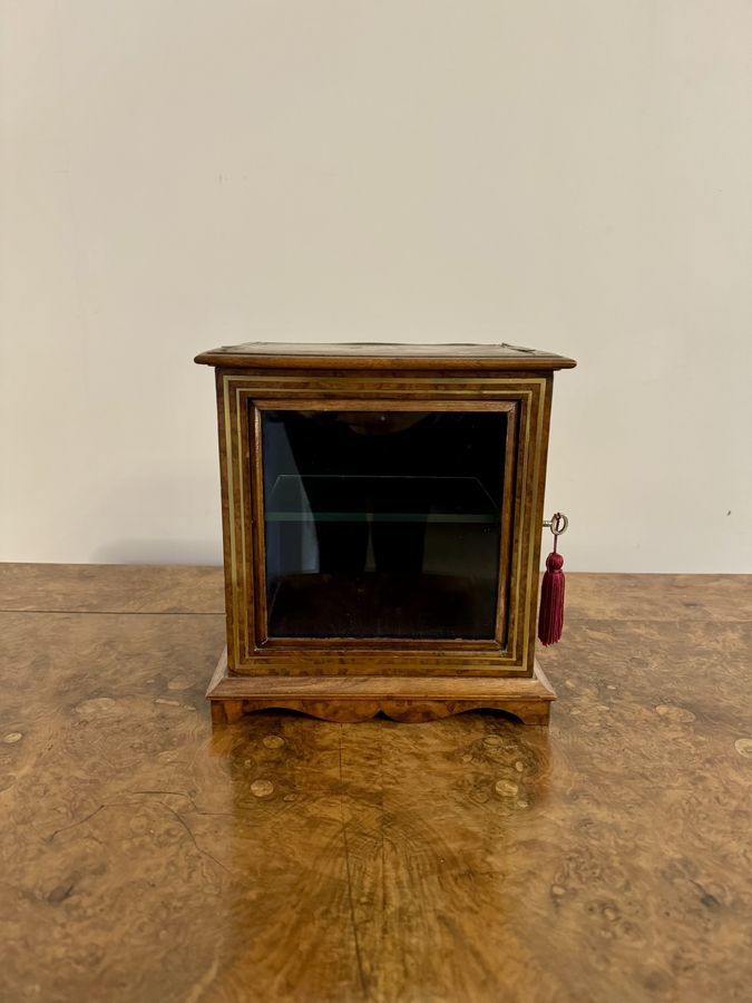 Fine quality antique Victorian burr walnut and brass table cabinet