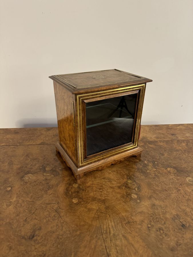 Antique Fine quality antique Victorian burr walnut and brass table cabinet 