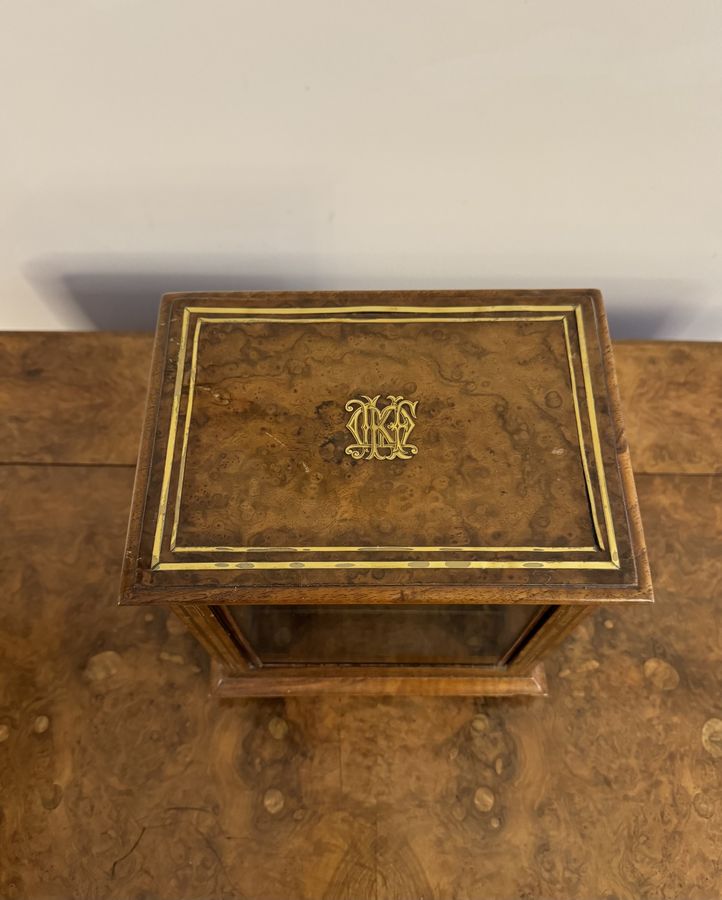 Antique Fine quality antique Victorian burr walnut and brass table cabinet 