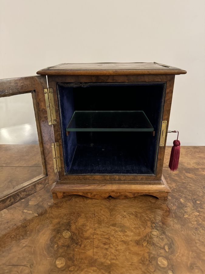 Antique Fine quality antique Victorian burr walnut and brass table cabinet 