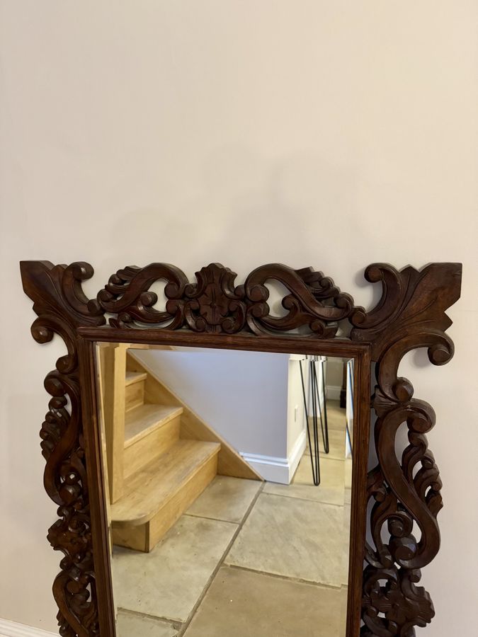 Antique Wonderful quality antique Edwardian carved oak wall mirror 