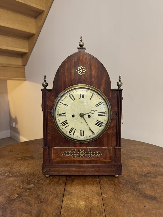 Outstanding quality large antique Regency mahogany brass inlaid bracket clock