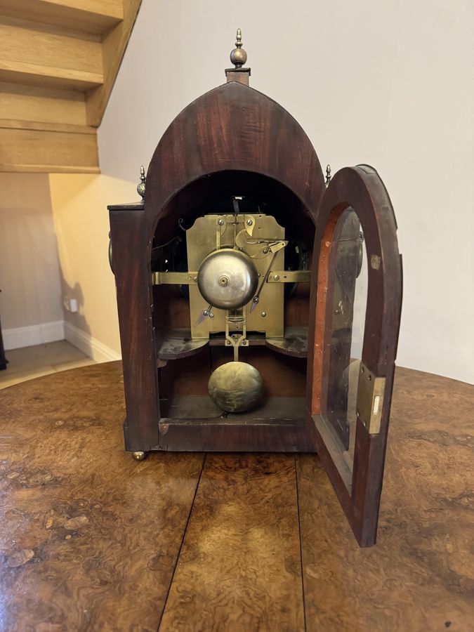 Antique Outstanding quality large antique Regency mahogany brass inlaid bracket clock