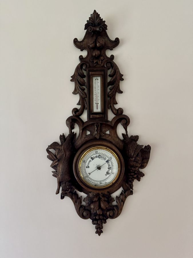 Antique Outstanding quality antique Victorian Black Forest android barometer 