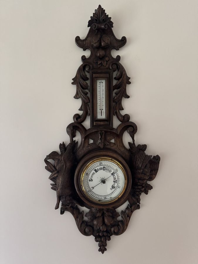 Outstanding quality antique Victorian Black Forest android barometer