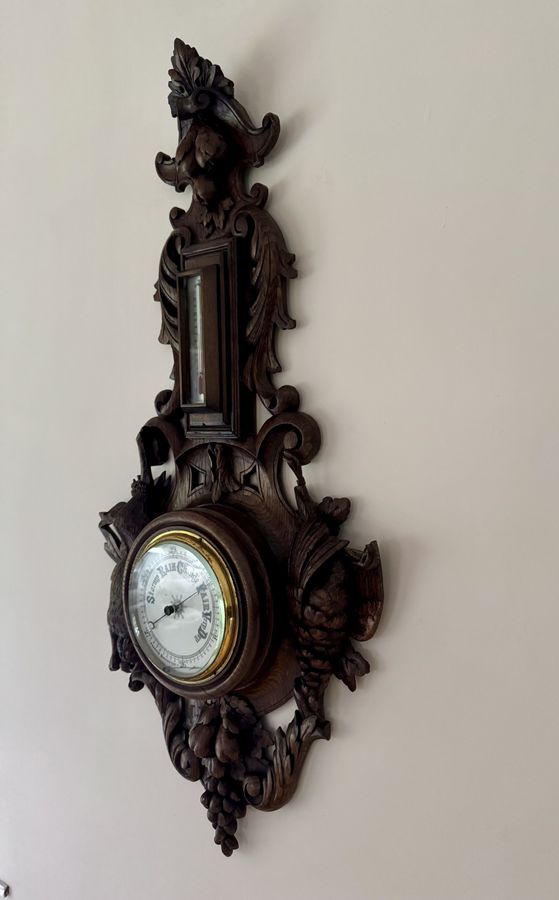 Antique Outstanding quality antique Victorian Black Forest android barometer 