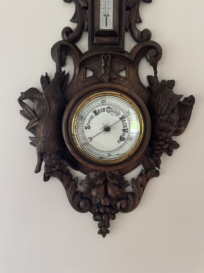 Antique Outstanding quality antique Victorian Black Forest android barometer 