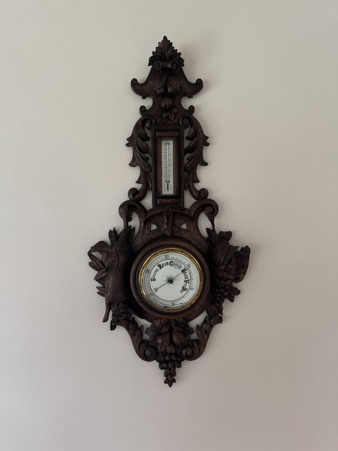 Antique Outstanding quality antique Victorian Black Forest android barometer 