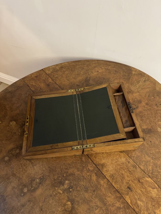 Antique Lovely quality antique Victorian burr walnut and brass bound writing box 