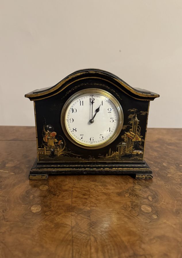 Fine quality antique Edwardian chinoiserie decorated mantle clock