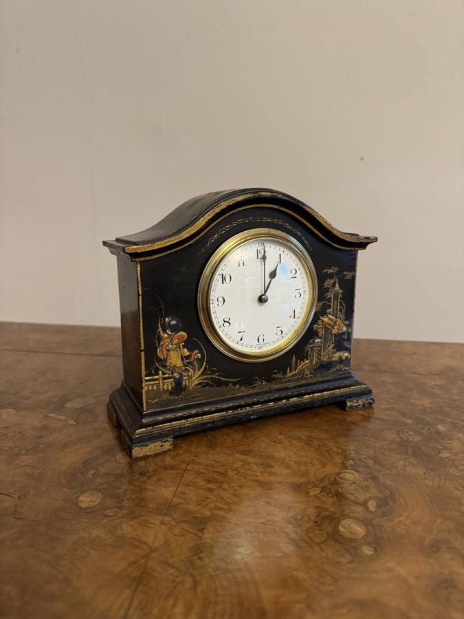 Antique Fine quality antique Edwardian chinoiserie decorated mantle clock 