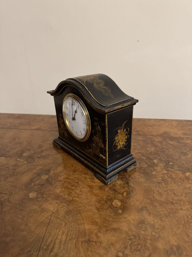 Antique Fine quality antique Edwardian chinoiserie decorated mantle clock 