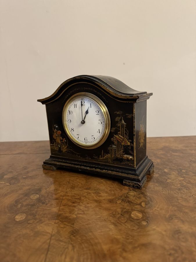 Antique Fine quality antique Edwardian chinoiserie decorated mantle clock 