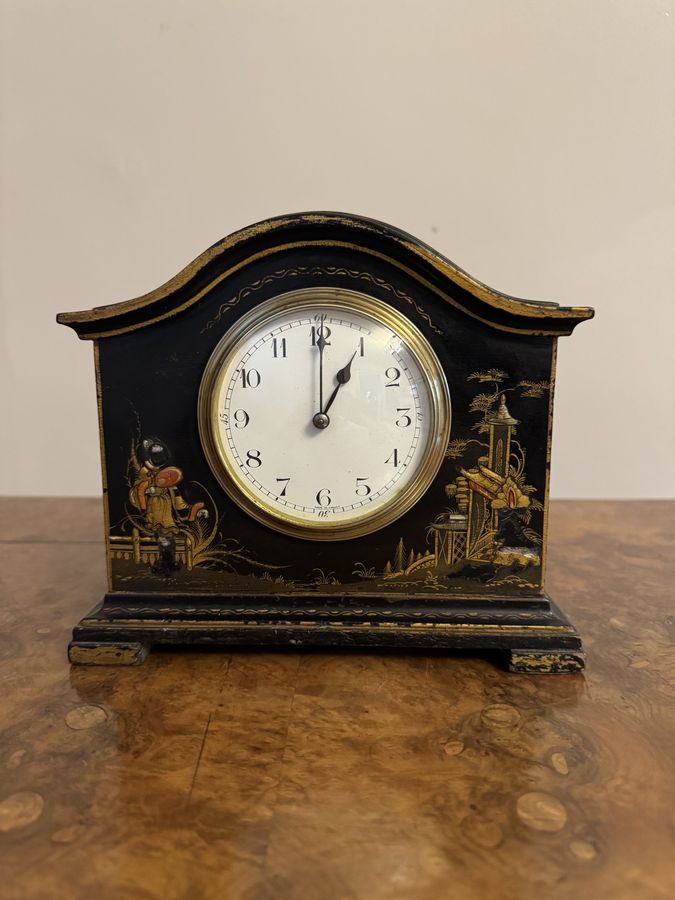 Antique Fine quality antique Edwardian chinoiserie decorated mantle clock 