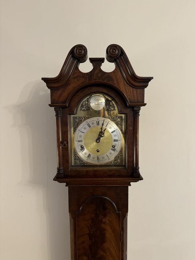 Antique Attractive quality antique mahogany chiming grandmother clock