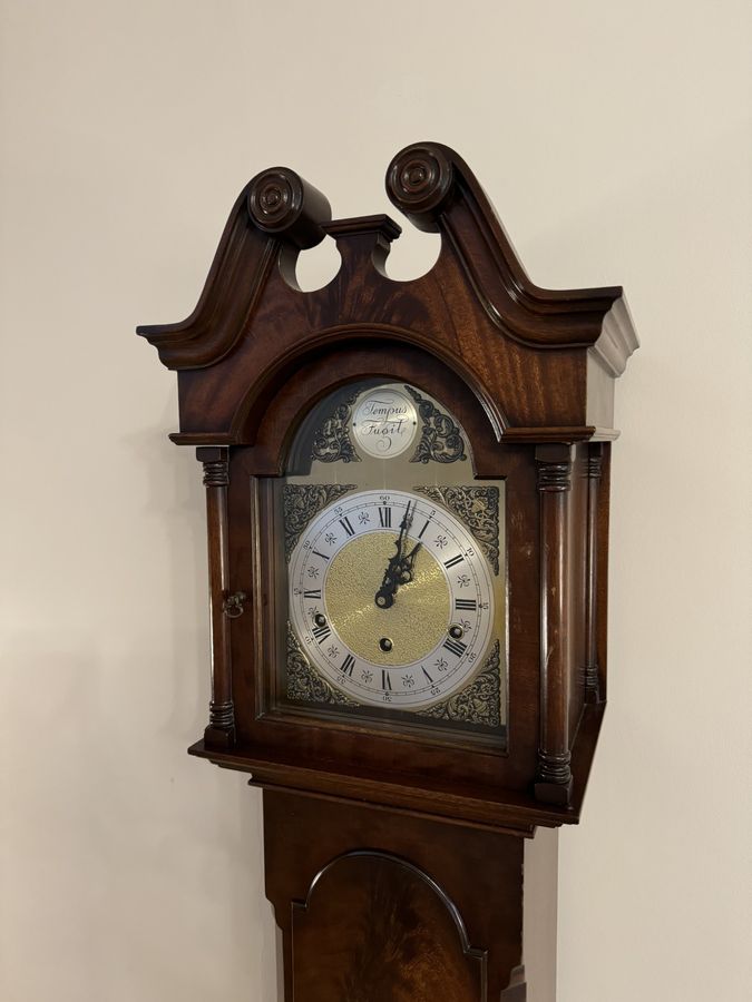 Antique Attractive quality antique mahogany chiming grandmother clock