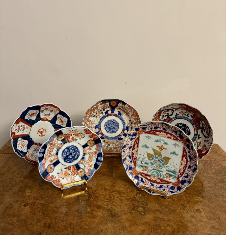 Antique Unusual collection of five antique Japanese imari plates 