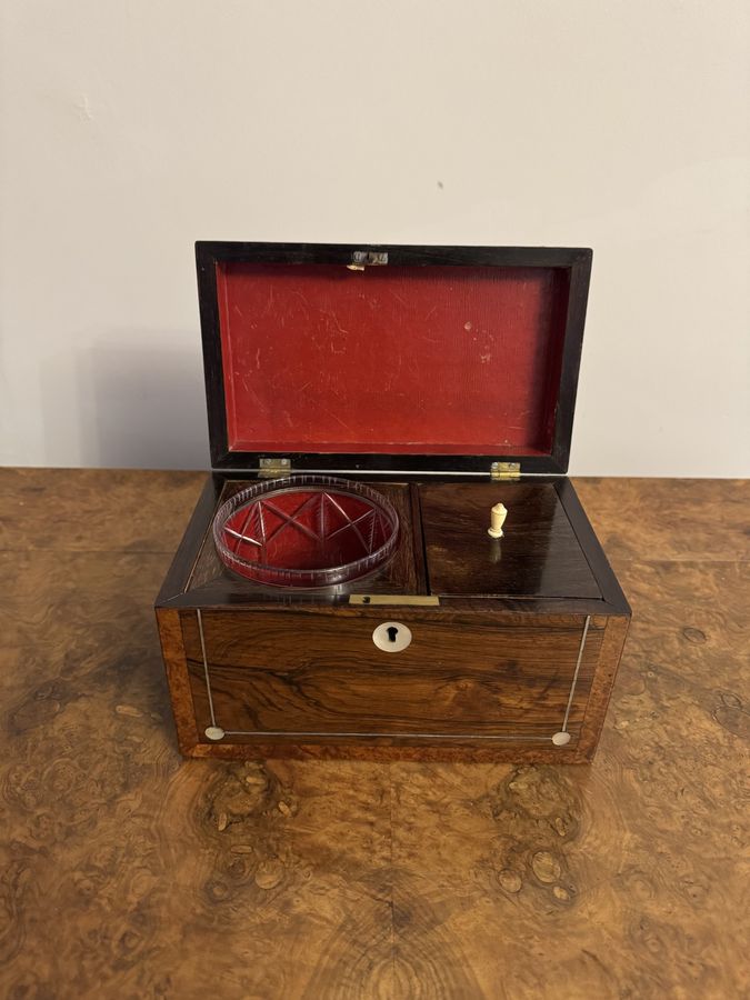 Antique Beautiful quality antique Regency rosewood tea caddy 