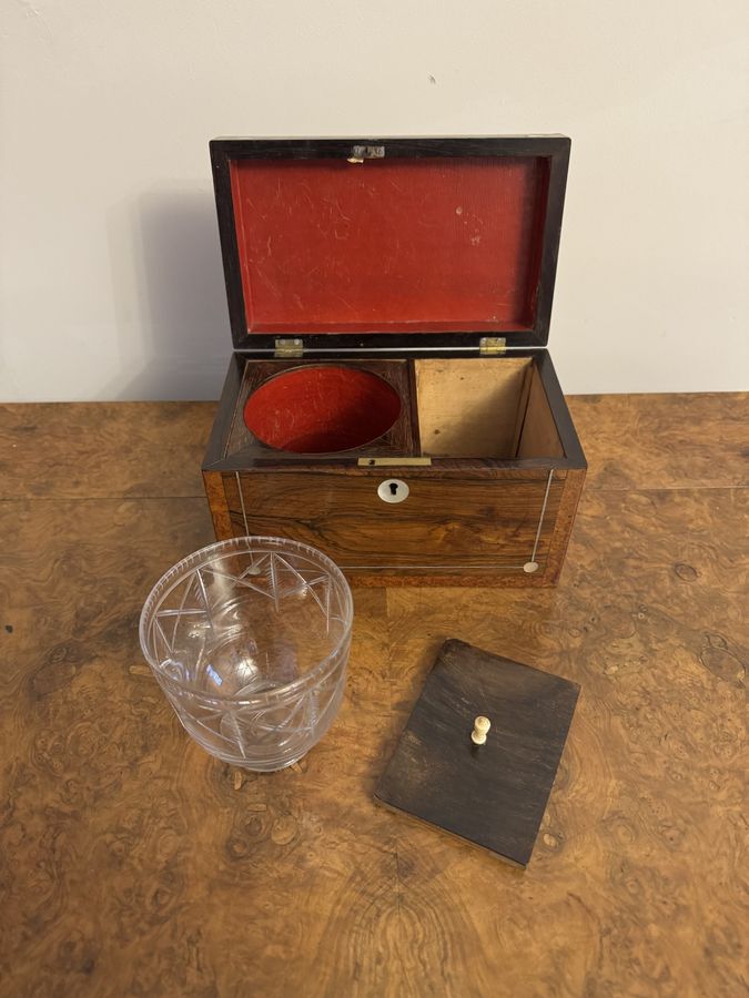 Antique Beautiful quality antique Regency rosewood tea caddy 