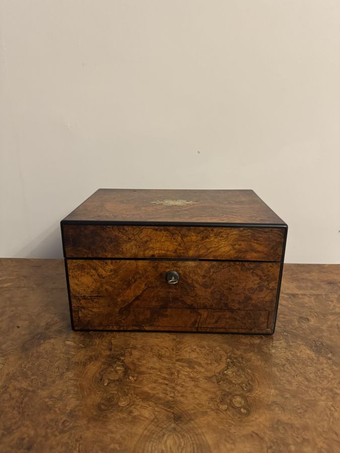 Antique Outstanding quality antique Victorian burr walnut vanity box 