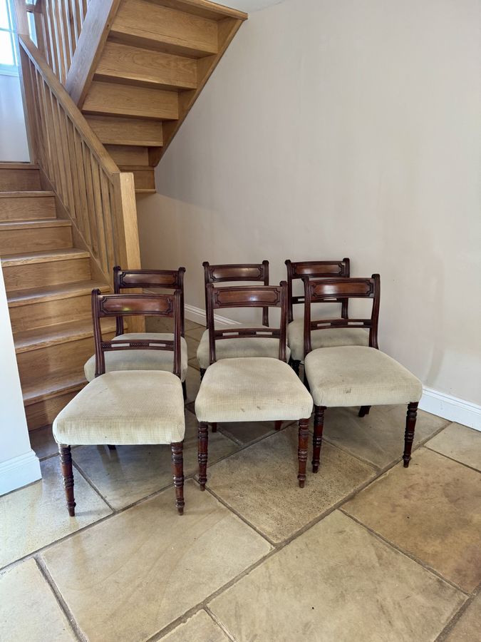 Set of six antique George III quality mahogany dining chairs