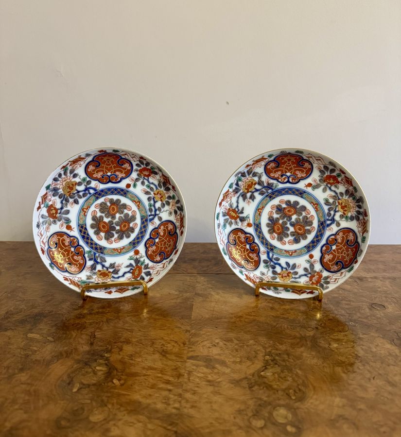 Fine quality pair of antique Japanese imari plates