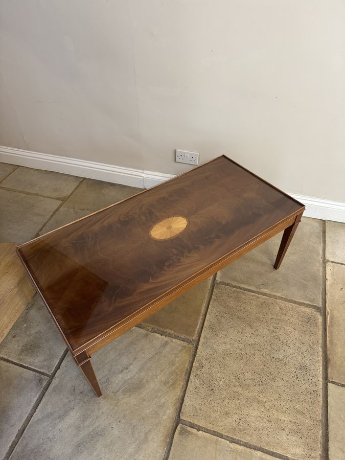 Antique Antique quality figured mahogany inlaid coffee table 