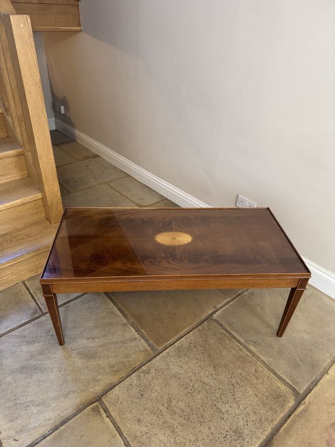 Antique Antique quality figured mahogany inlaid coffee table 