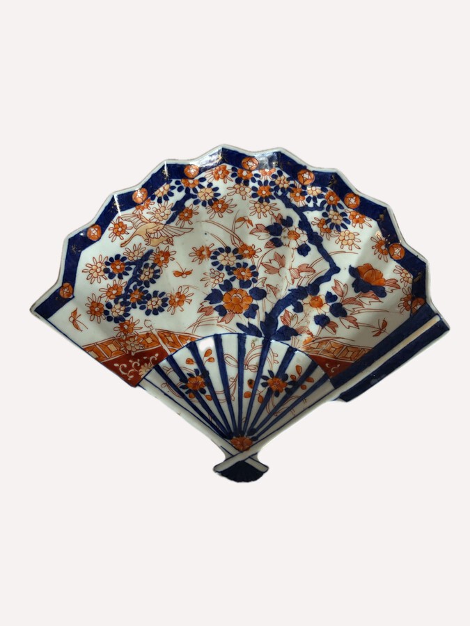 Antique Unusual Imari Fan Shaped Plate
