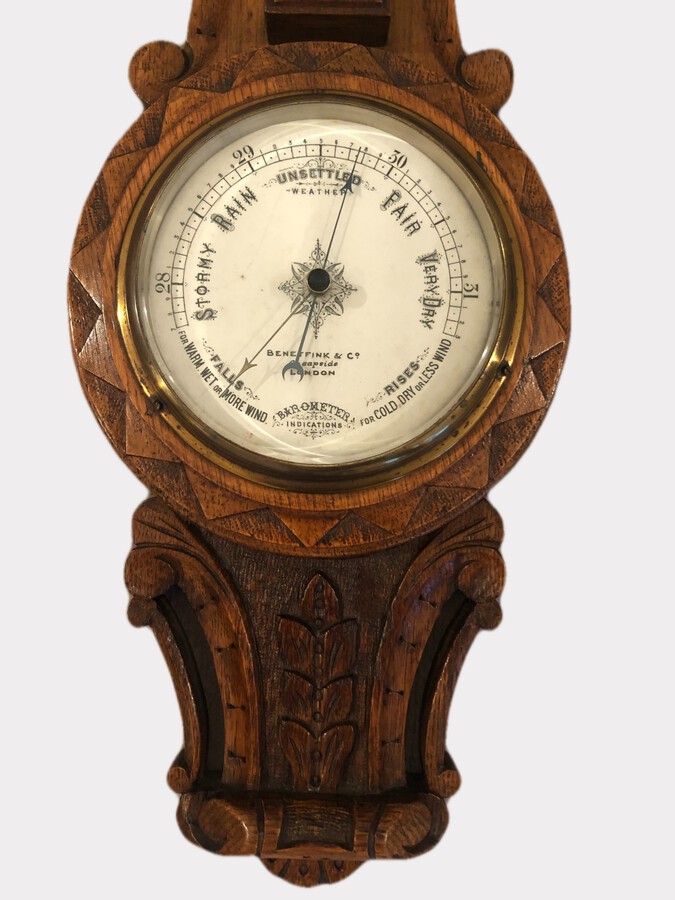 Antique Antique Carved Oak Banjo Barometer | ANTIQUES.CO.UK