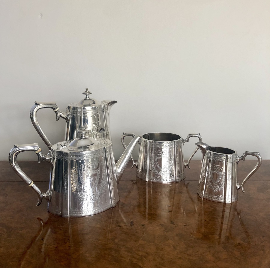 Quality Antique Victorian Four Piece Silver Plated Tea Set