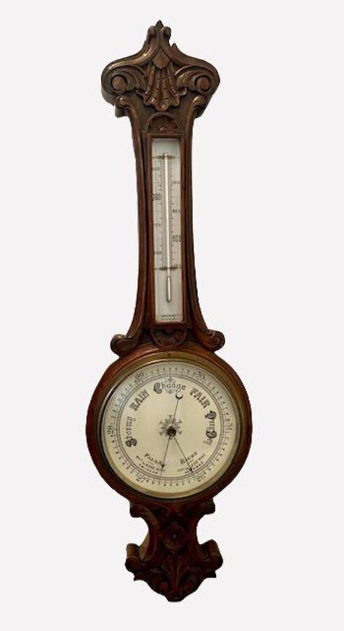 Antique Antique Quality carved Oak Banjo Barometer 