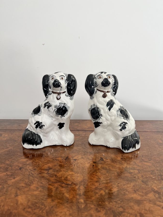 Quality pair of antique Victorian miniature Staffordshire dogs 