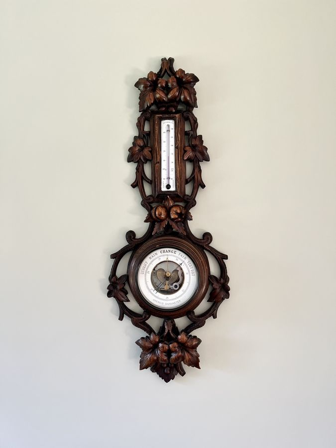 Fantastic quality antique Victorian Black Forest aneroid barometer 
