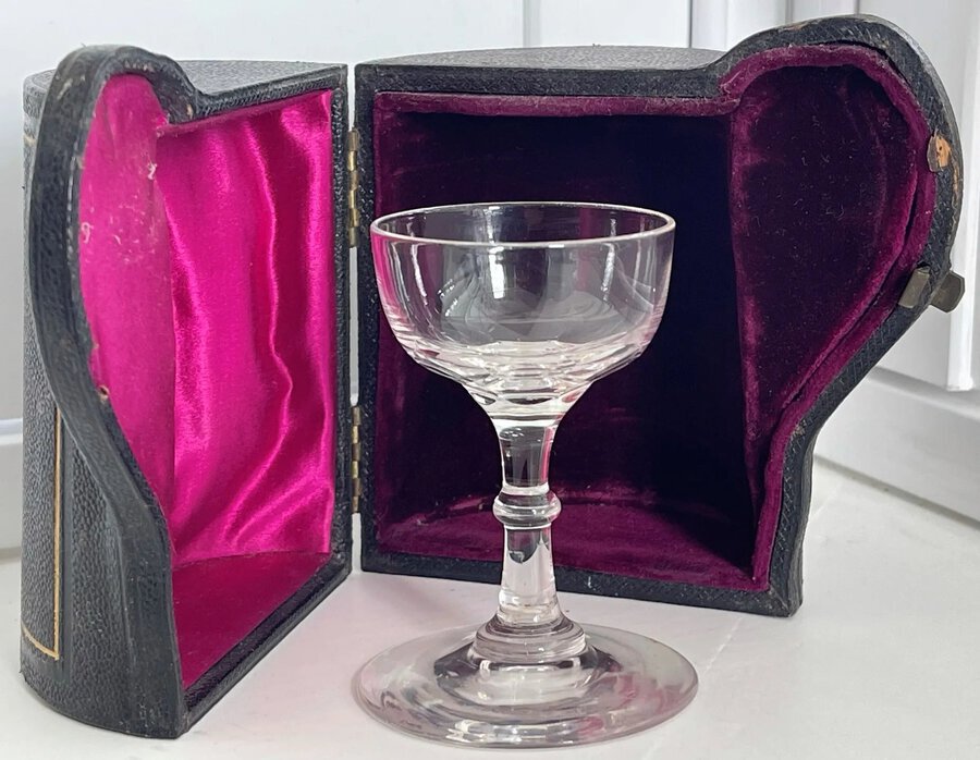 Antique Victorian Travelling Crystal Glass and Case	