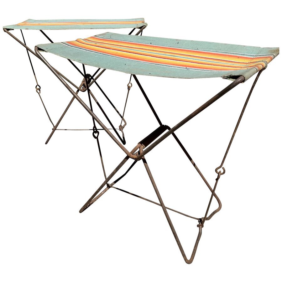 Pair of Vintage French Folding Camping Chairs