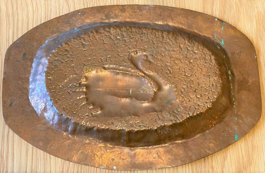 Antique Antique English Copper Dish Swan