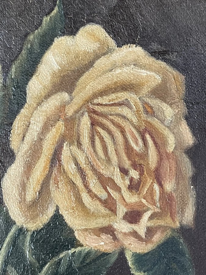Antique Antique French Oil on Canvas Roses